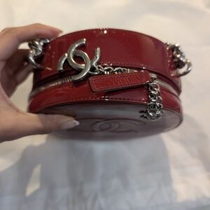 Chanel Red Round Patent Leather Bag